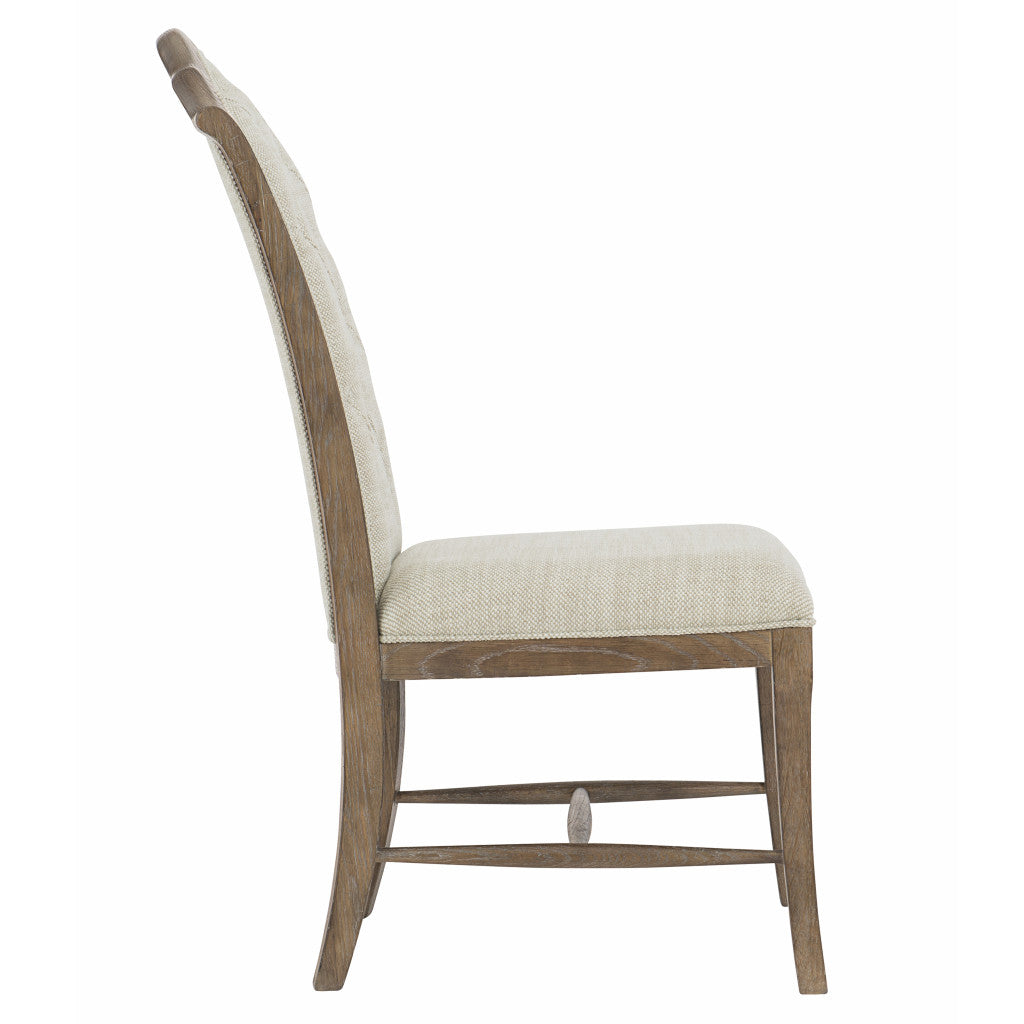 Rustic Patina Upholstered White Oak Side Chair
