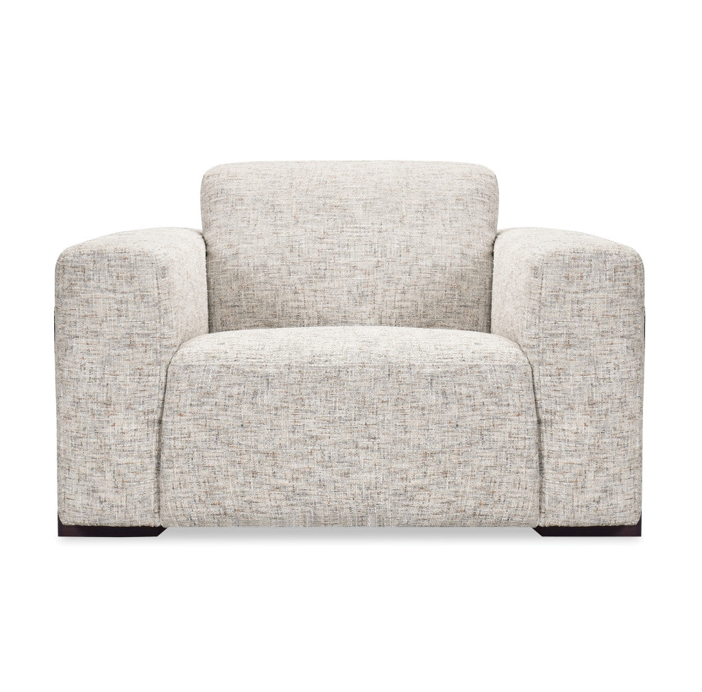 Front view of Atlas power recliner with power headrest and chenille fabric