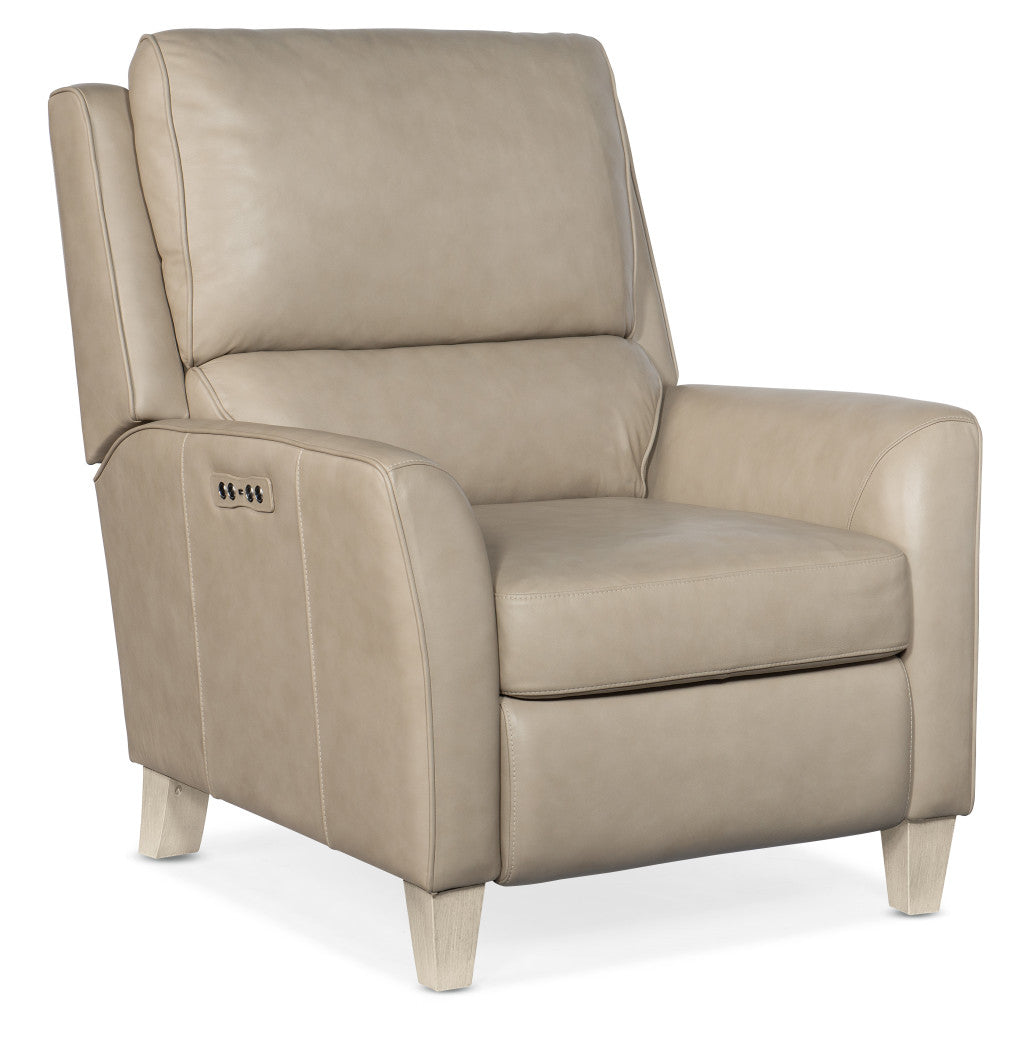 White-finished tapered wood feet on Dunes recliner