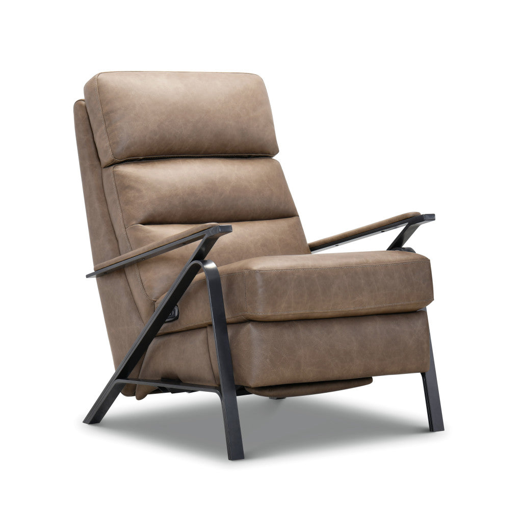 Elixir contemporary leather recliner with power headrest in semi-aniline top grain leather by Hooker Furniture at Knight Furniture.
