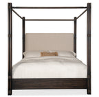 Retreat Pole Rattan Cal King Upholstered Poster Bed withCanopy