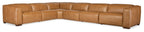 Fresco power reclining sectional with caramel leather upholstery