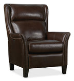 Henley traditional leather recliner with power headrest in top grain aniline leather from Knight Furniture