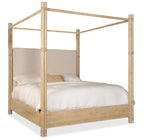 Retreat Pole Rattan King Upholstered Poster Bed withCanopy