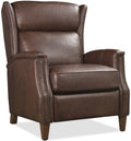 Lansing wingback leather recliner with power headrest in Enna Cognac semi-aniline top grain leather by Knight Furniture.