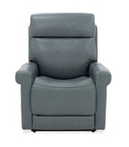 Leather lift recliner chair featuring power recline, supportive bustle back, and ergonomic cushioning.