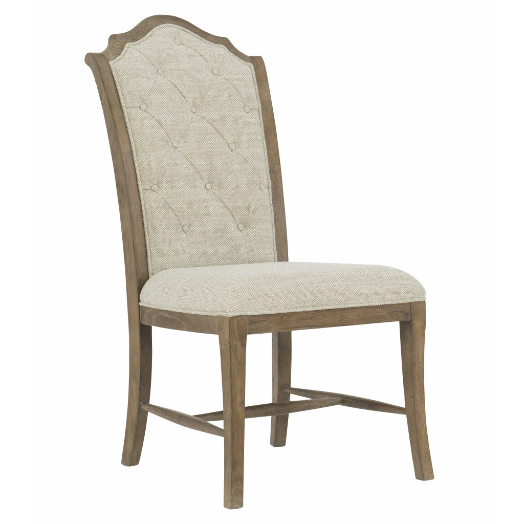 Rustic Patina Upholstered White Oak Side Chair