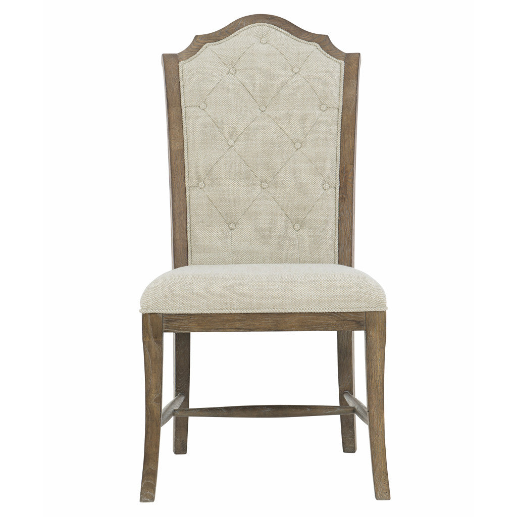 Rustic Patina Upholstered White Oak Side Chair