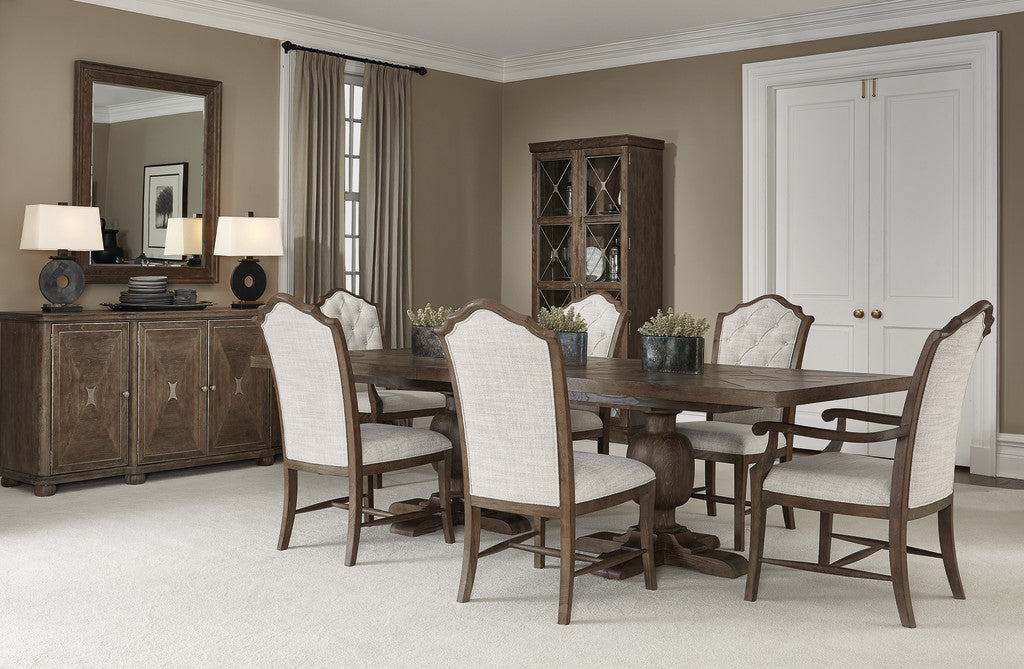 Rustic Patina Upholstered White Oak Side Chair
