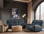 Contemporary gliding loveseat designed for comfort and everyday relaxation.