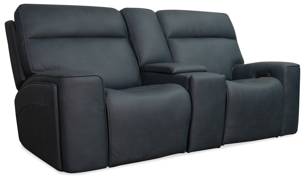 Knight Furn Riverton power reclining loveseat with power headrest and lumbar support.