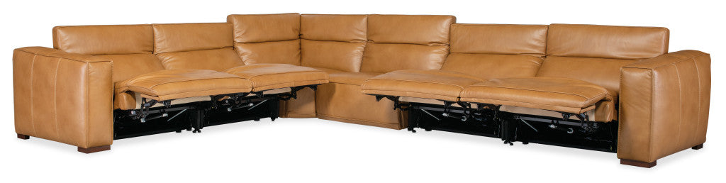 Luxury reclining sectional with adjustable power headrests.