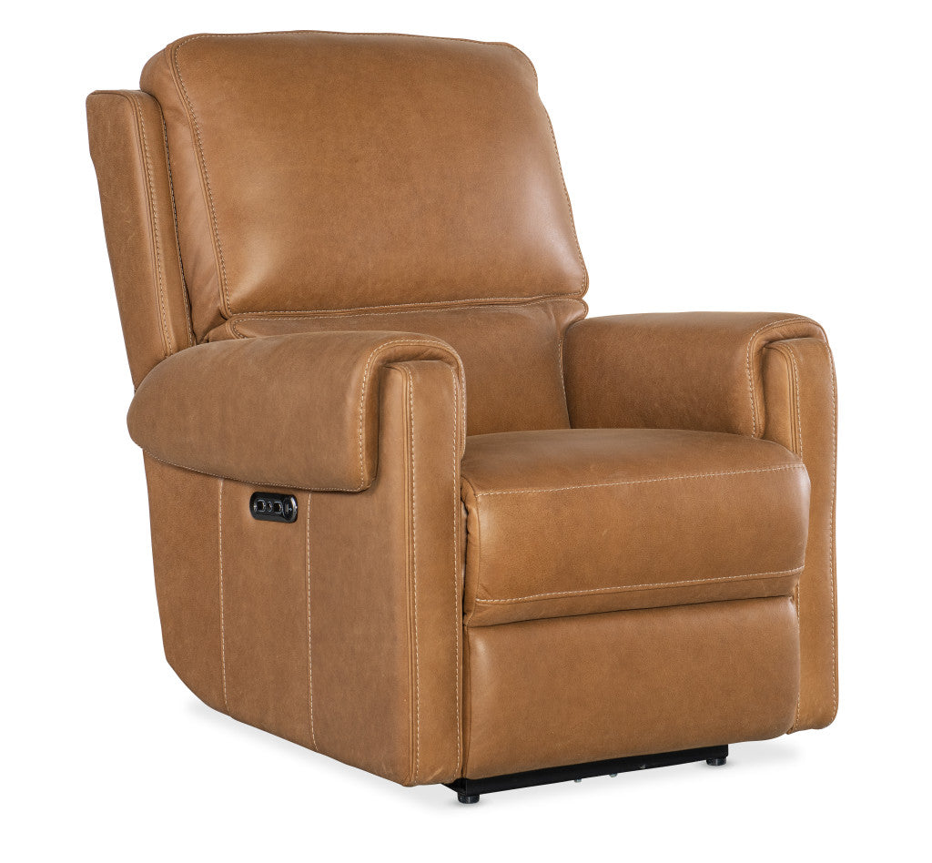 Somers Zero Gravity Power Recliner with Power Headrest in Nubuck Top Grain Leather by Hooker Furniture.