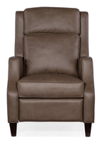 Front view of Tricia leather power recliner with power headrest