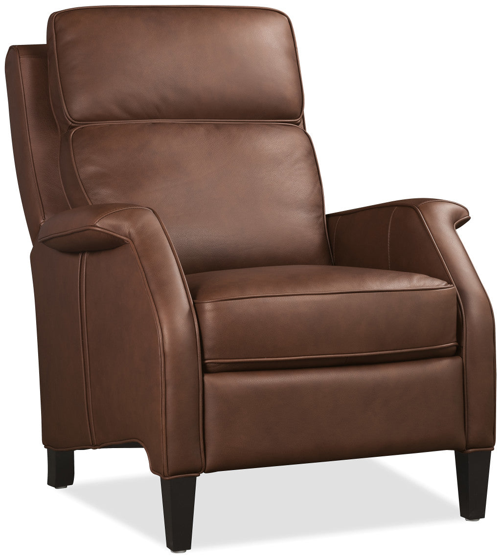 Wrenn modern leather recliner with power headrest in Ankur Blue leather